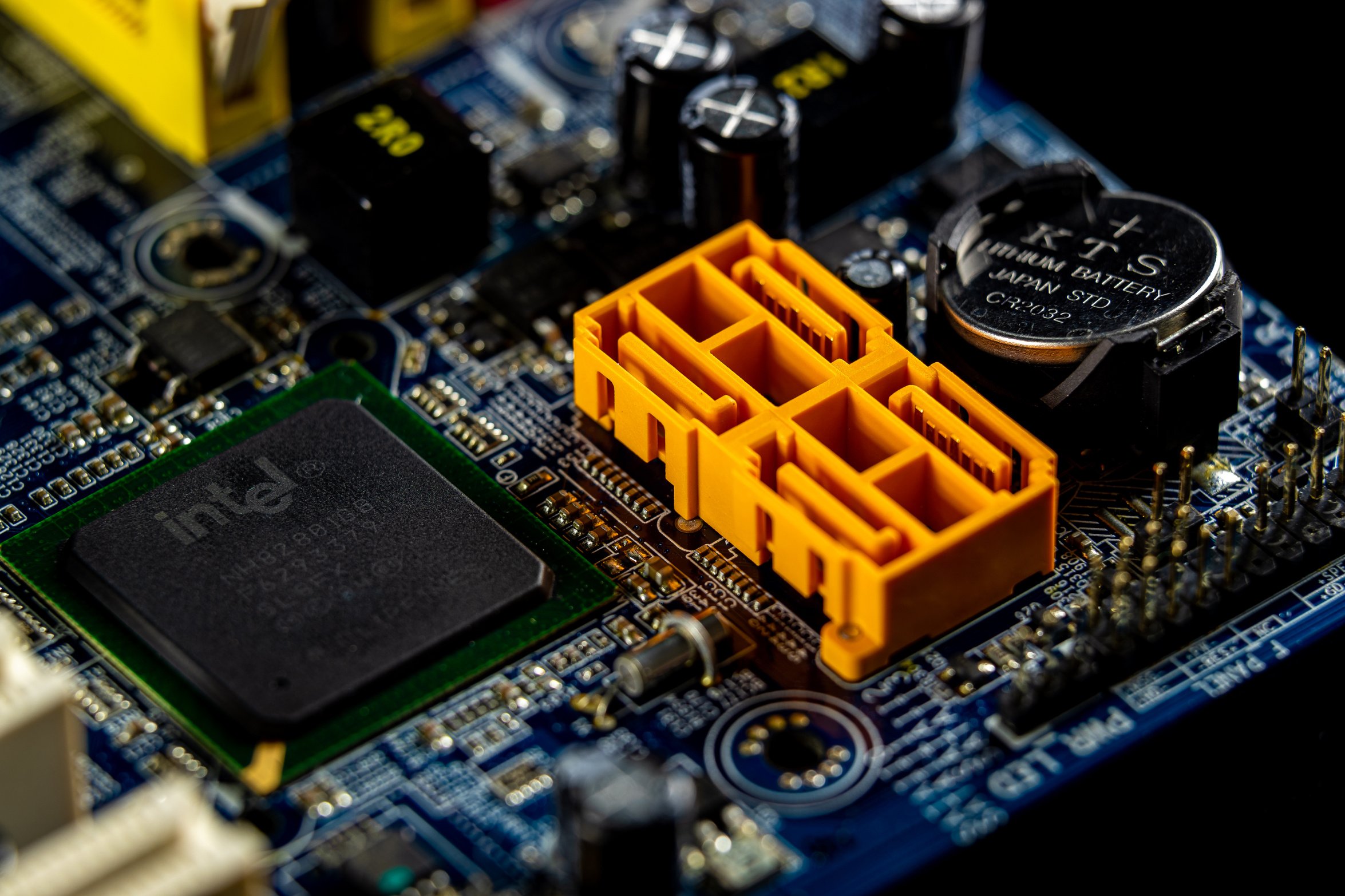 Computer Motherboard In Close Up View